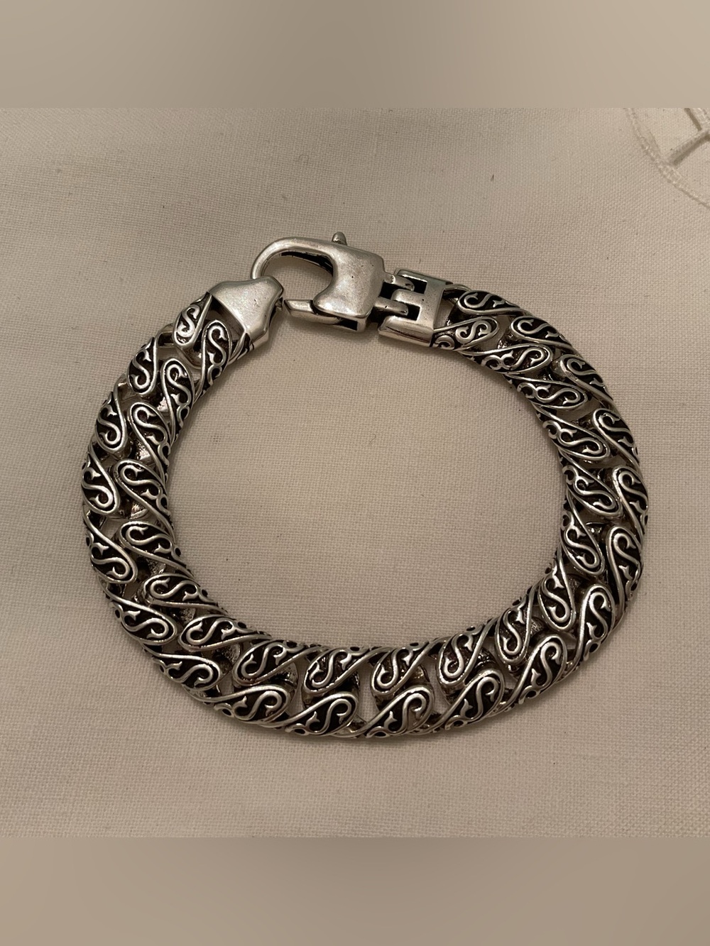 925 STERLING SILVER MENS TOTEM PATTERN BRACELET LOBSTER CLAW CLASP 7.87” 8.66” - Picture 15 of 16